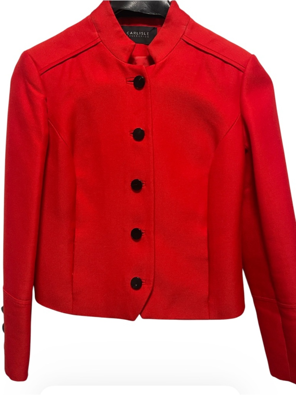 Carlisle Bright Red Stand-Collar Button Jacket